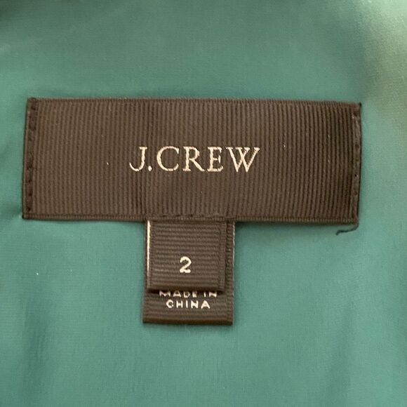 J. Crew Striped Eyelet Cocktail Dress Green Lace Fit & Flare V-Neck Sz 2 - Picture 6 of 8